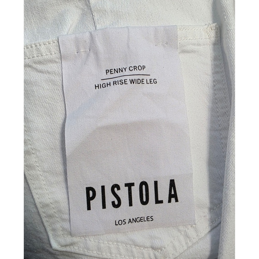 Pistola Penny Crop High Rise Wide Leg Jeans Snow White 26 - Picture 11 of 11